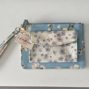 Cath Kidston Blue and Cream Floral Wristlet